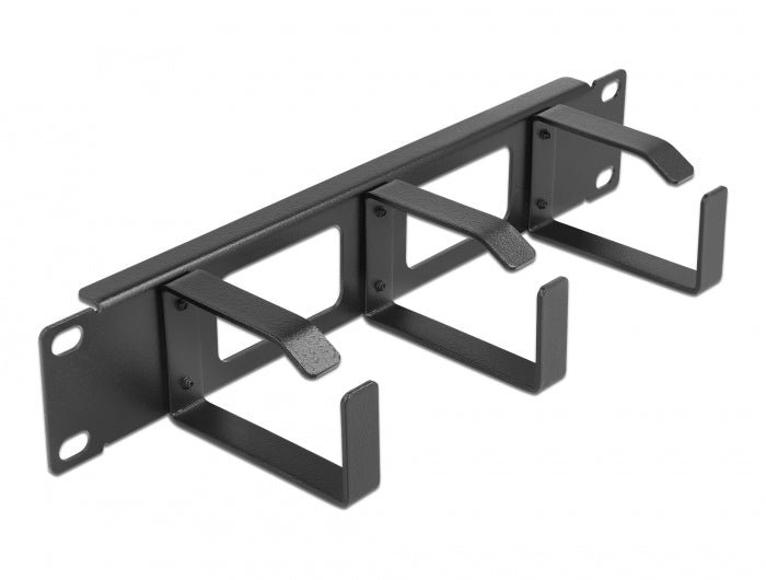 Delock 10″ Kabelmanagement Rangierpanel mit 2 Öffnungen und 3 Bügeln 1 HE schwarz