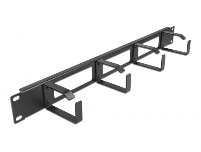 Delock 19″ Kabelmanagement Rangierpanel mit 3 Öffnungen und 4 Bügeln 1 HE schwarz