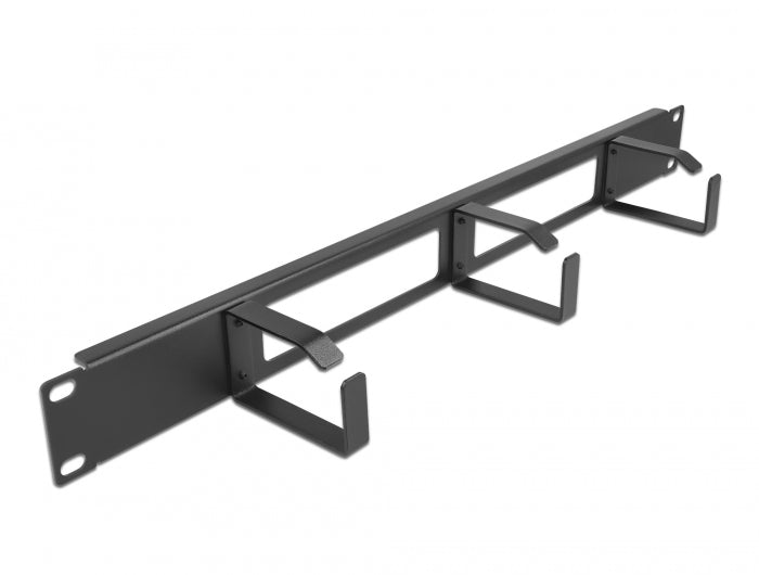 Delock 19″ Kabelmanagement Rangierpanel mit 2 Öffnungen und 3 Bügeln 1 HE schwarz
