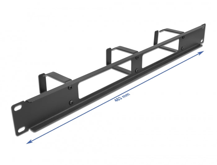 Delock 19″ Kabelmanagement Rangierpanel mit 2 Öffnungen und 3 Bügeln 1 HE schwarz