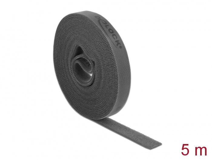 Delock Klettband auf Rolle L 5 m x B 15 mm grau