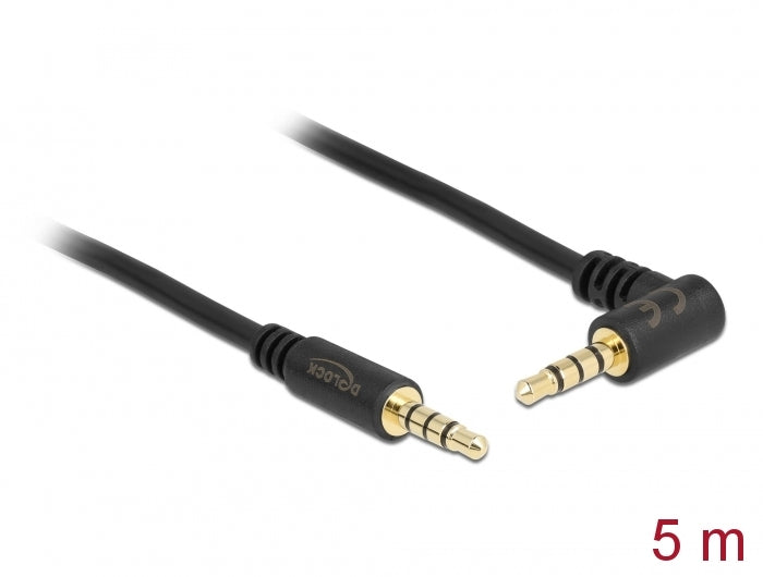 Delock Kabel Klinke 3,5 mm 4 Pin Stecker > Stecker gewinkelt 5 m schwarz