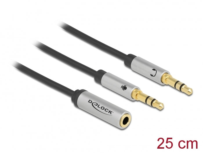 Delock Headset Adapter 1 x 3,5 mm 4 Pin Klinkenbuchse zu 2 x 3,5 mm 3 Pin Klinkenstecker (CTIA)