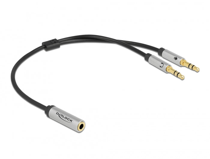 Delock Headset Adapter 1 x 3,5 mm 4 Pin Klinkenbuchse zu 2 x 3,5 mm 3 Pin Klinkenstecker (CTIA)