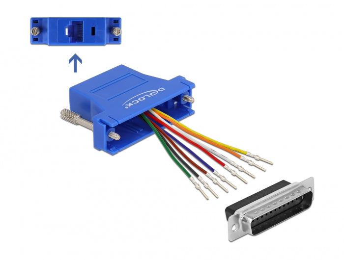Delock Adapter D-Sub 25 Pin Stecker zu RJ45 Buchse Montagesatz blau
