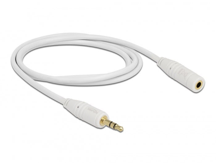 Delock Klinkenverlängerungskabel 3,5 mm 3 Pin Stecker > Buchse 1 m weiß