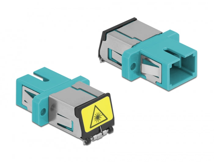 Delock LWL Kupplung mit Laserschutzklappe SC Simplex Buchse zu SC Simplex Buchse Multimode aqua