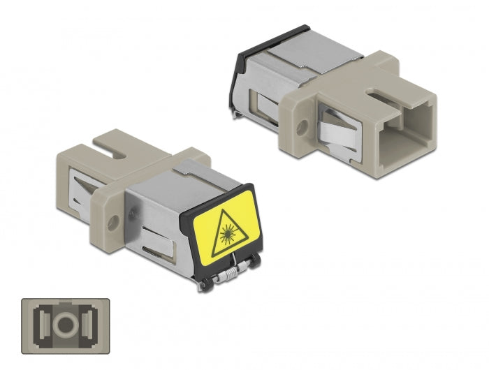 Delock LWL Kupplung mit Laserschutzklappe SC Simplex Buchse zu SC Simplex Buchse Multimode beige