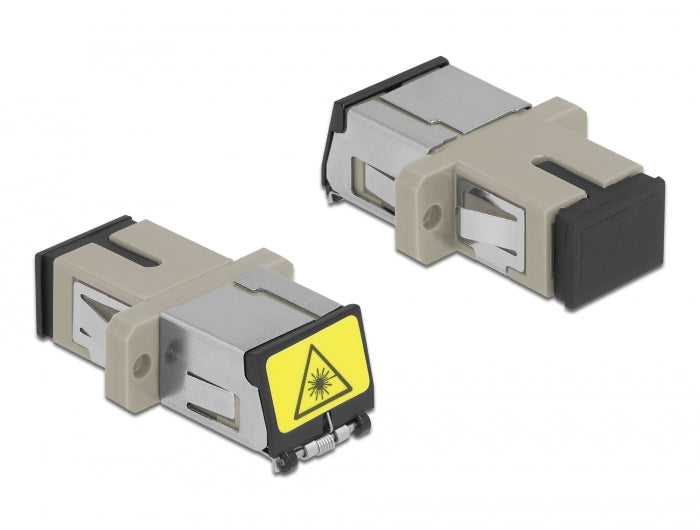 Delock LWL Kupplung mit Laserschutzklappe SC Simplex Buchse zu SC Simplex Buchse Multimode beige