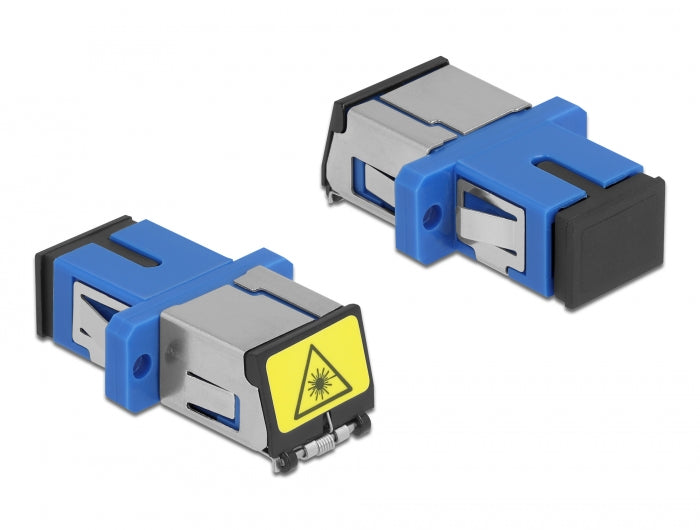 Delock LWL Kupplung mit Laserschutzklappe SC Simplex Buchse zu SC Simplex Buchse Singlemode blau