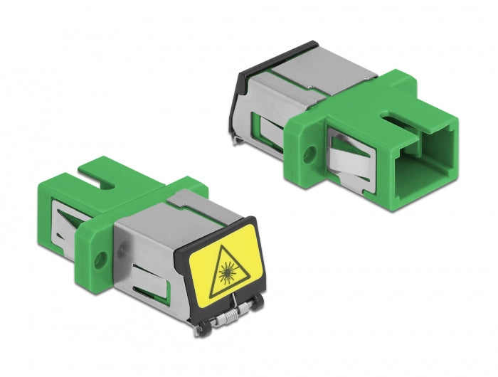 Delock LWL Kupplung mit Laserschutzklappe SC Simplex Buchse zu SC Simplex Buchse Singlemode grün