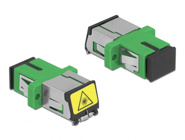 Delock LWL Kupplung mit Laserschutzklappe SC Simplex Buchse zu SC Simplex Buchse Singlemode grün