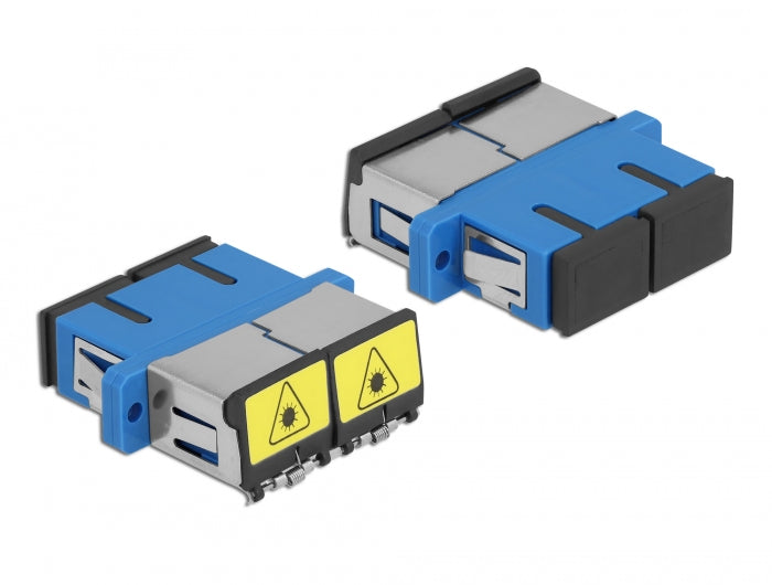 Delock LWL Kupplung mit Laserschutzklappe SC Duplex Buchse zu SC Duplex Buchse Singlemode blau