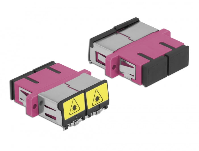 Delock LWL Kupplung mit Laserschutzklappe SC Duplex Buchse zu SC Duplex Buchse Multimode violett