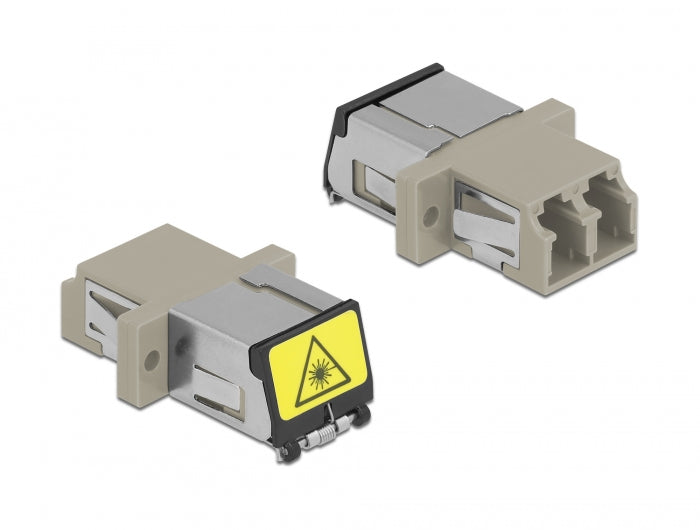 Delock LWL Kupplung mit Laserschutzklappe LC Duplex Buchse zu LC Duplex Buchse Multimode beige
