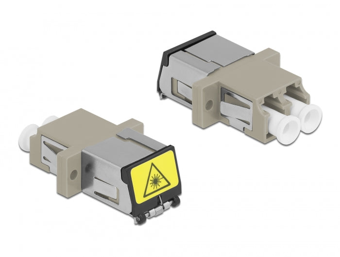 Delock LWL Kupplung mit Laserschutzklappe LC Duplex Buchse zu LC Duplex Buchse Multimode beige