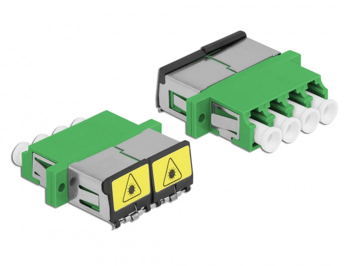 Delock LWL Kupplung mit Laserschutzklappe LC Quad Buchse zu LC Quad Buchse Singlemode grün