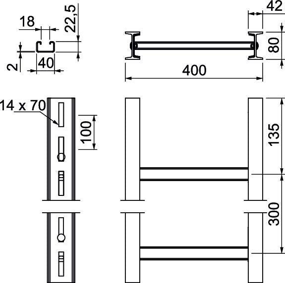 BETTERMANN Kabelleiter 80x400x3000mm SLS80C40F 40 FT Profil ungelocht