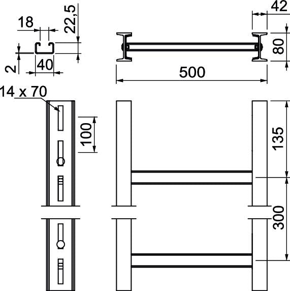 BETTERMANN Kabelleiter 80x500x3000mm SLS80C40F 50 FT Profil ungelocht