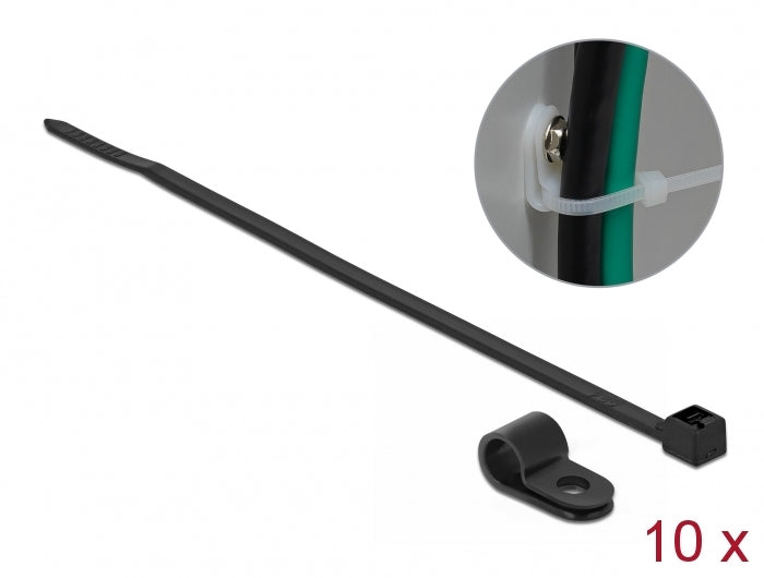 Delock Befestigungsschelle 4,8 mm mit Kabelbinder L 150 x B 2,5 schwarz