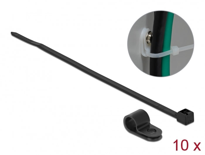 Delock Befestigungsschelle 7,9 mm mit Kabelbinder L 250 x B 3,6 schwarz