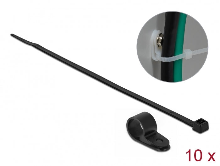 Delock Befestigungsschelle 15,8 mm mit Kabelbinder L 350 x B 4,8 schwarz