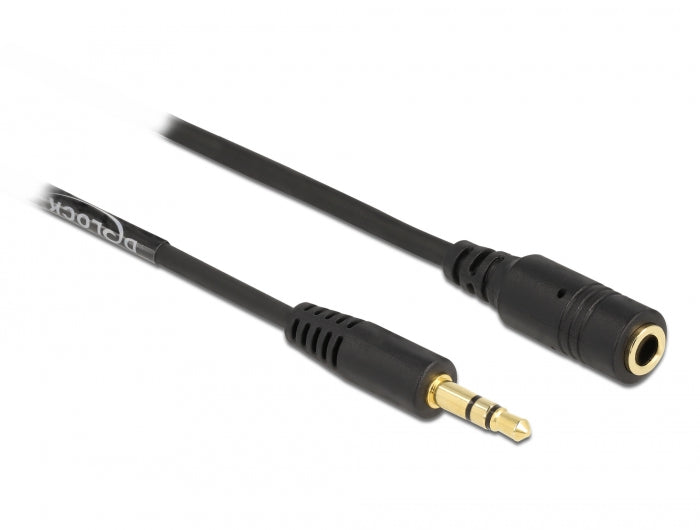 Delock Spiralkabel Verlängerung 3,5 mm 3 Pin Klinkenstecker zu Klinkenbuchse 1,5 m schwarz