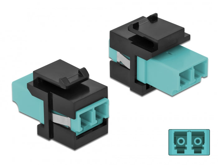 Delock Keystone Modul LC Duplex Buchse zu LC Duplex Buchse aqua / schwarz