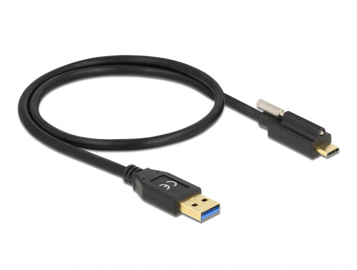 Delock USB 10 Gbps Kabel Typ-A Stecker zu USB Type-C™ Stecker mit Schraube oben 0,5 m