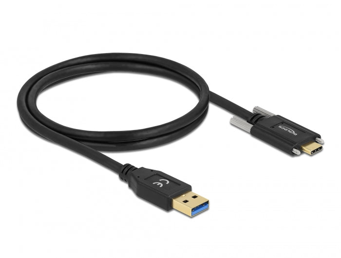 Delock USB 10 Gbps Kabel Typ-A Stecker zu USB Type-C™ Stecker mit Schrauben seitlich 1 m