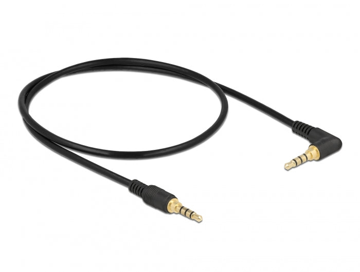 Delock Klinkenkabel 3,5 mm 4 Pin Stecker > Stecker gewinkelt 0,5 m schwarz