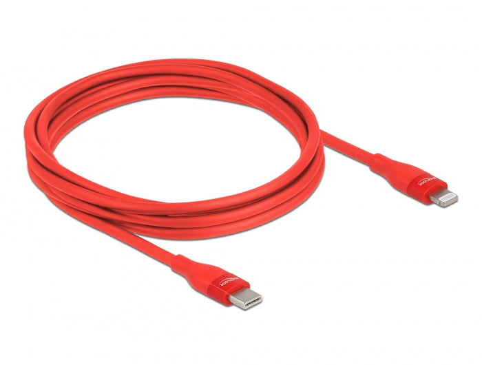 Delock Daten- und Ladekabel USB Type-C™ zu Lightning™ für iPhone™, iPad™ und iPod™ rot 2 m MFi