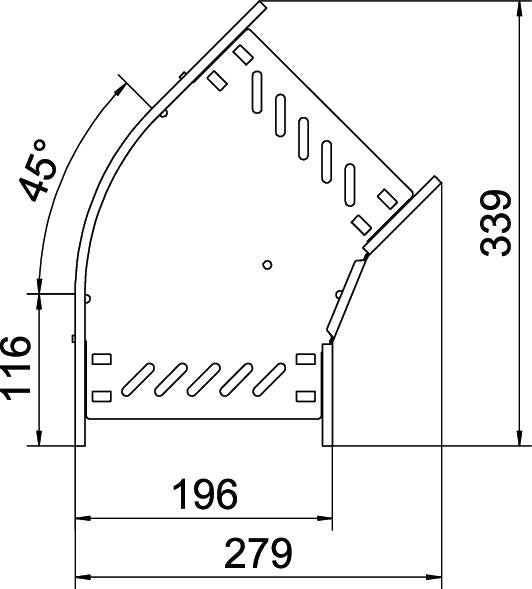 BETTERMANN Bogen_starr 45° ST horiz RB 45 820 FT 85x200mm int.Verb