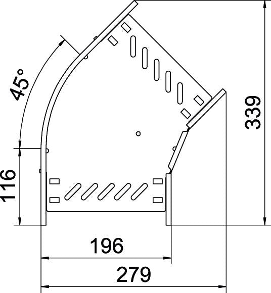 BETTERMANN Bogen_starr 45° ST horiz RB 45 120 FS 110x200mm int.Verb