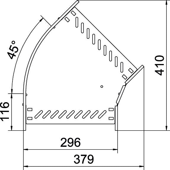 BETTERMANN Bogen_starr 45° ST horiz RB 45 130 FT 110x300mm int.Verb