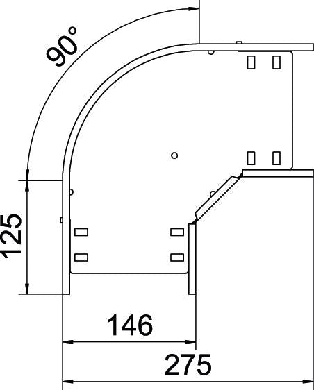 BETTERMANN Bogen_starr 90° ST horiz RB 90 615 FT 60x150mm int.Verb