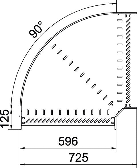 BETTERMANN Bogen_starr 90° ST horiz RB 90 660 A4 60x600mm int.Verb