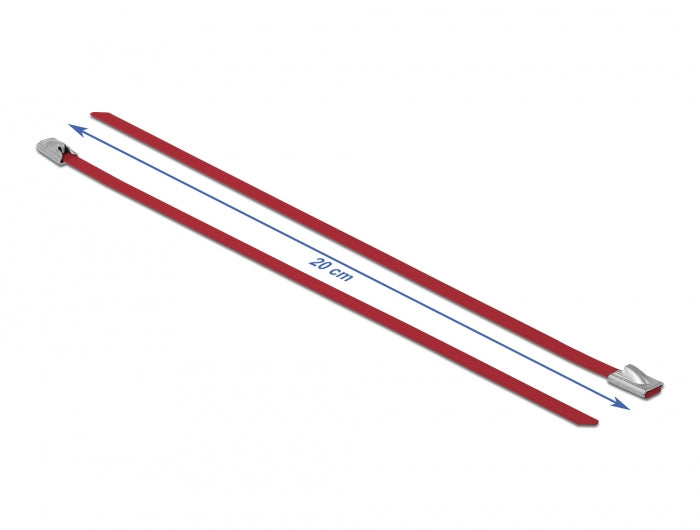 Delock Edelstahlkabelbinder L 200 x B 4,6 mm rot 10 Stück