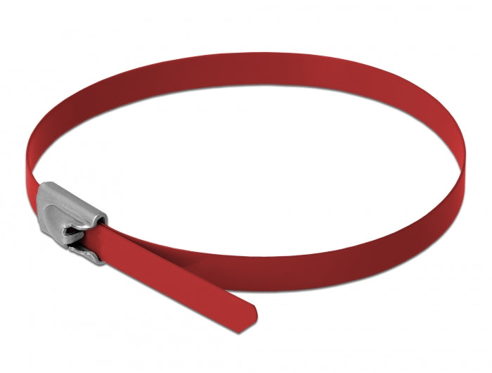 Delock Edelstahlkabelbinder L 400 x B 4,6 mm rot 10 Stück