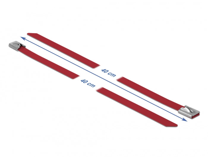 Delock Edelstahlkabelbinder L 400 x B 7,9 mm rot 10 Stück