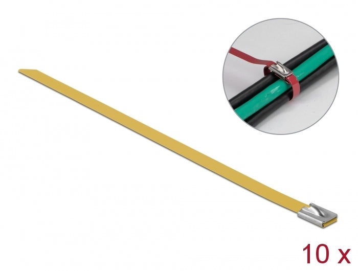 Delock Edelstahlkabelbinder L 400 x B 7,9 mm gelb 10 Stück
