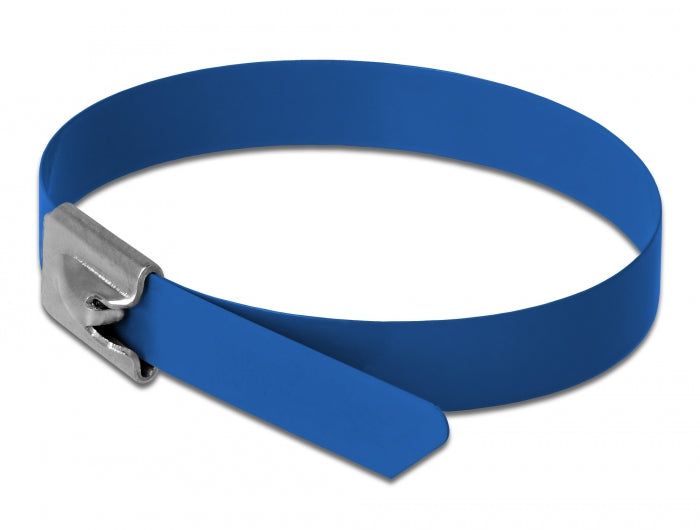 Delock Edelstahlkabelbinder L 200 x B 7,9 mm blau 10 Stück