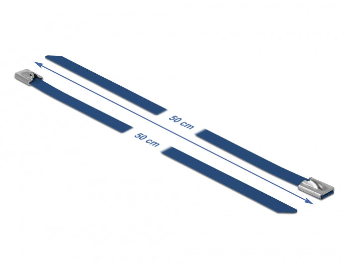 Delock Edelstahlkabelbinder L 500 x B 7,9 mm blau 10 Stück