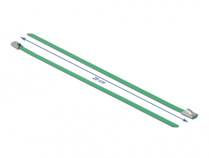 Delock Edelstahlkabelbinder L 200 x B 4,6 mm grün 10 Stück
