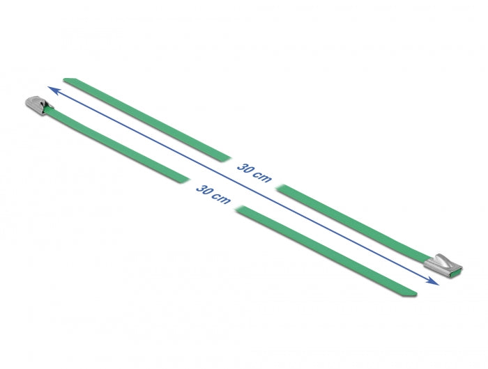 Delock Edelstahlkabelbinder L 300 x B 4,6 mm grün 10 Stück