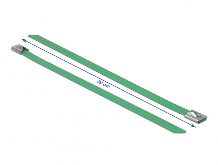 Delock Edelstahlkabelbinder L 200 x B 7,9 mm grün 10 Stück