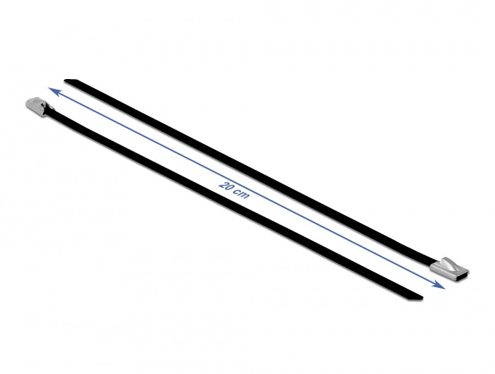 Delock Edelstahlkabelbinder L 200 x B 4,6 mm schwarz 10 Stück