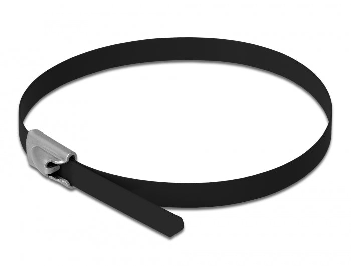Delock Edelstahlkabelbinder L 300 x B 4,6 mm schwarz 10 Stück
