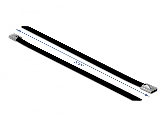 Delock Edelstahlkabelbinder L 200 x B 7,9 mm schwarz 10 Stück