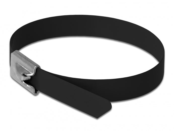 Delock Edelstahlkabelbinder L 400 x B 7,9 mm schwarz 10 Stück